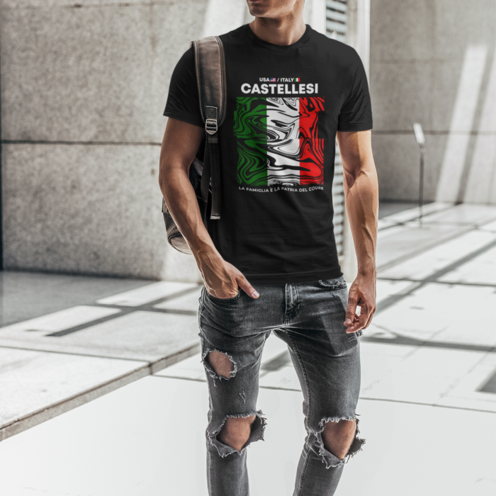 Man waering Castellesi Unisex Italian Flag T-Shirt